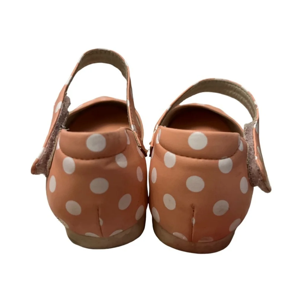 Girls peach and white polka dot dress shoes - size 1.5